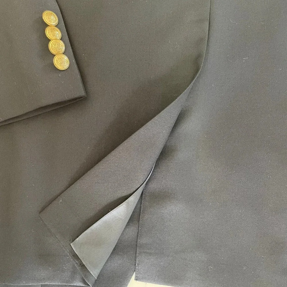 Samuelsohn J.P. Tilford Harry Rosen Todd Lined Wool Blazer Navy w Brass 48 R - Picture 10 of 15